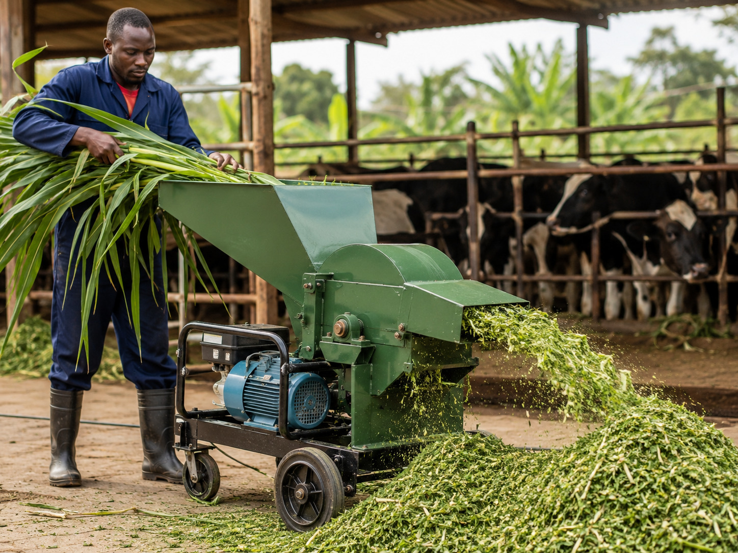 Chaff cutter for preparing livestock feed